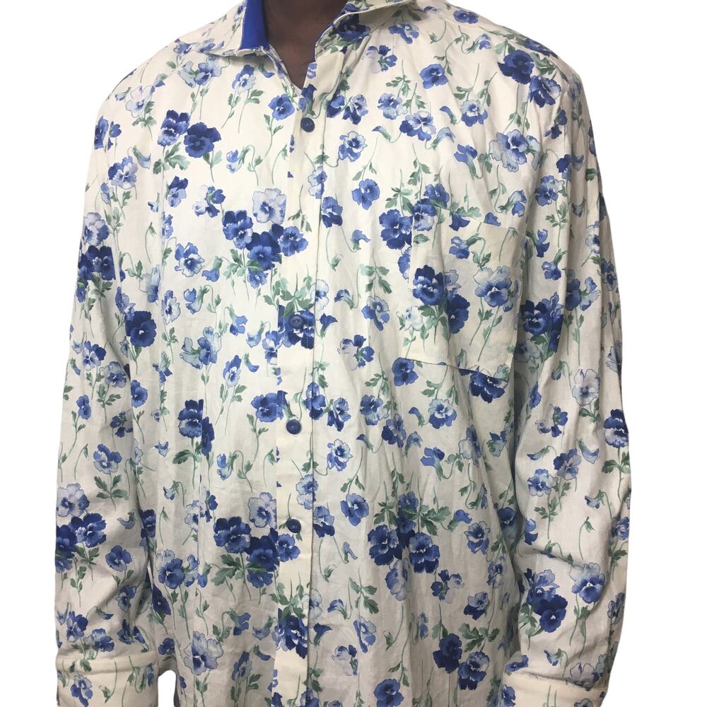 Arroyo Linen Floral Oversized Button Down Mens Shirt Resort Cabana  RARE 2XL